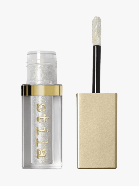 Stila Glitter & Glow Liquid Glitter Eyeshadow in branded component on a light gray background