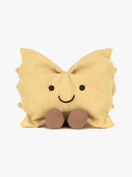 Jellycat Amuseables Farfalle in branded component on a light gray background